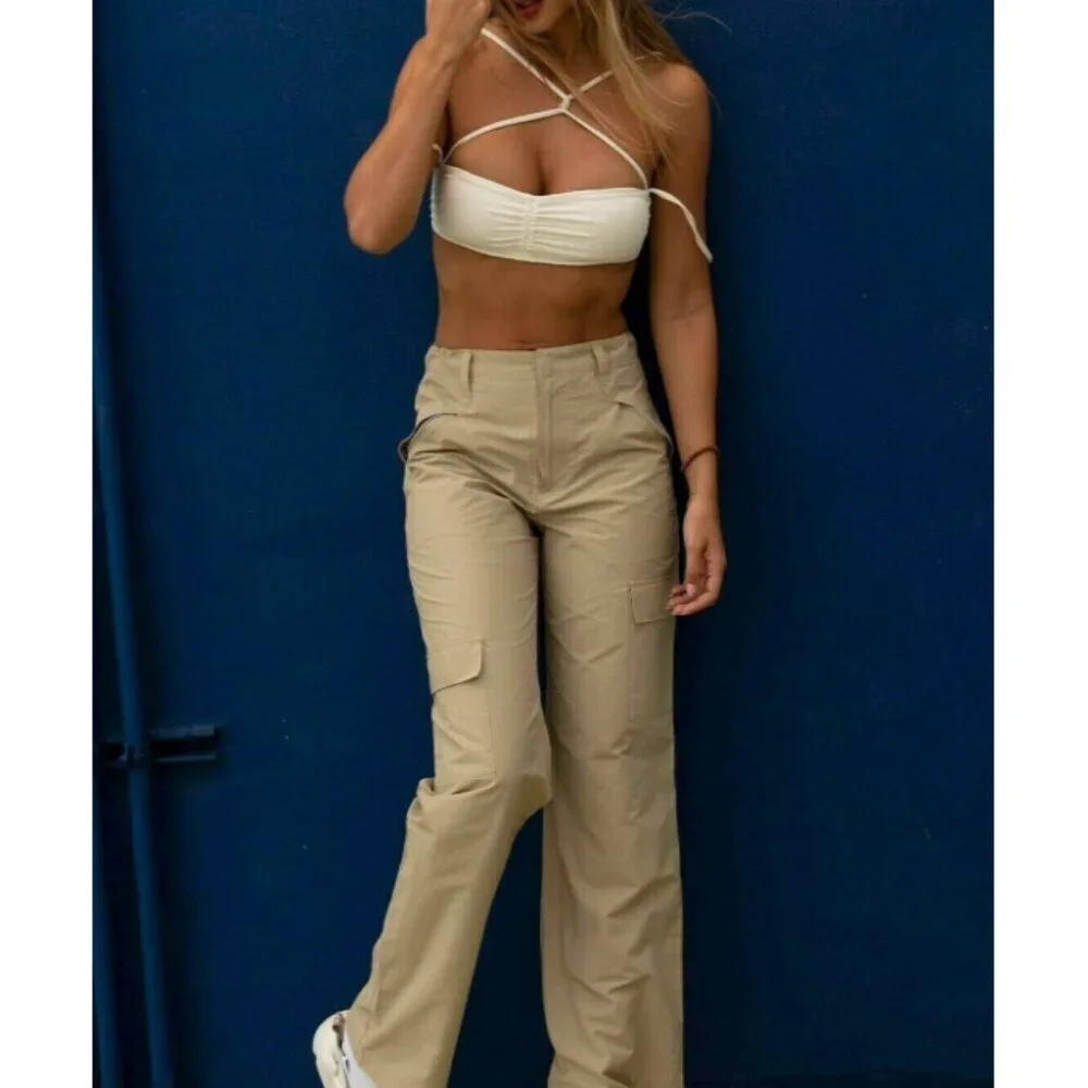 Alo Edge Trousers California Sand Tan Outdoor Hiking Utility Khaki Wide Leg Pant - Picture 9 of 13